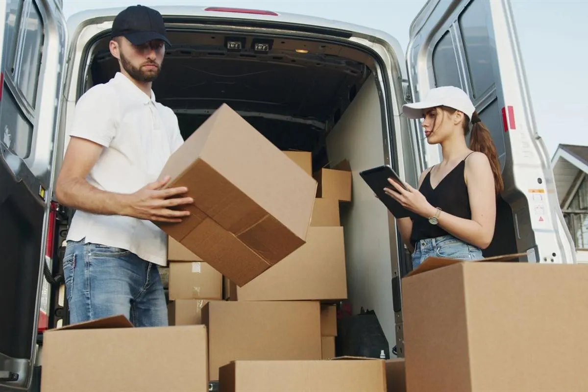 Household goods being unloaded for a Goa relocation