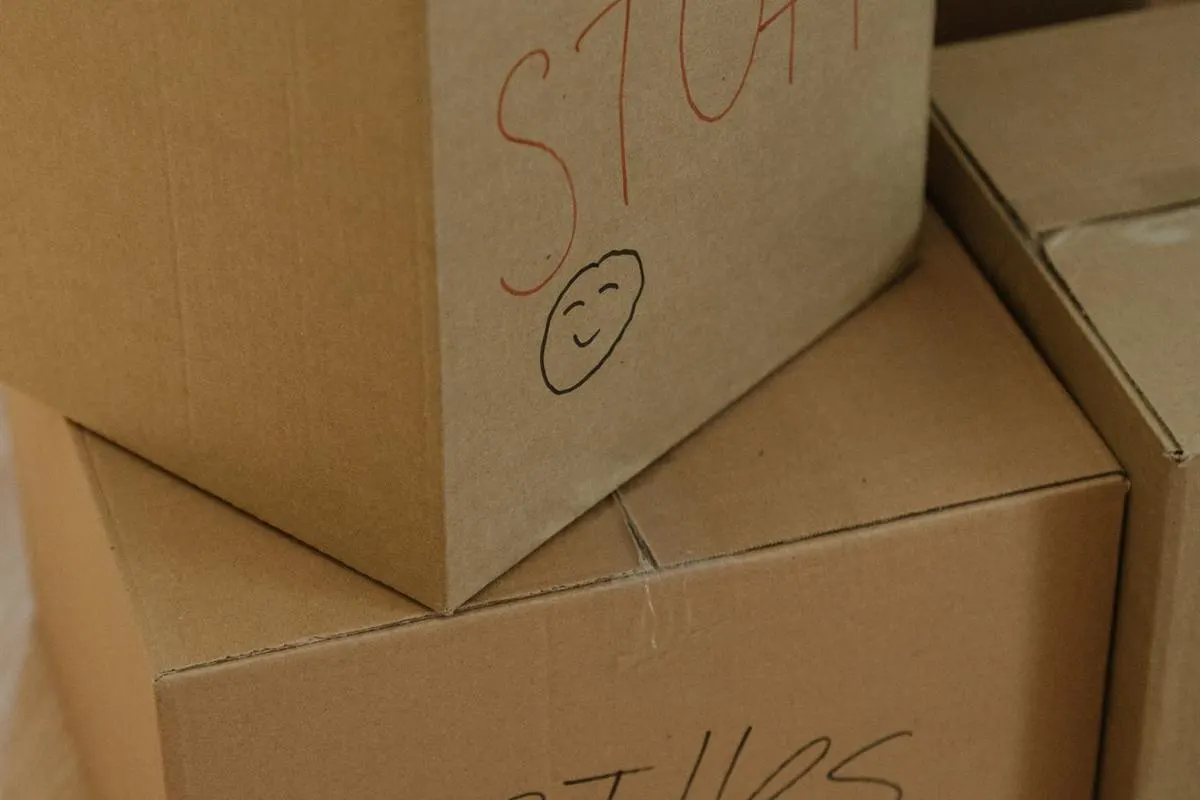 Household cartons packed for an Amritsar family move